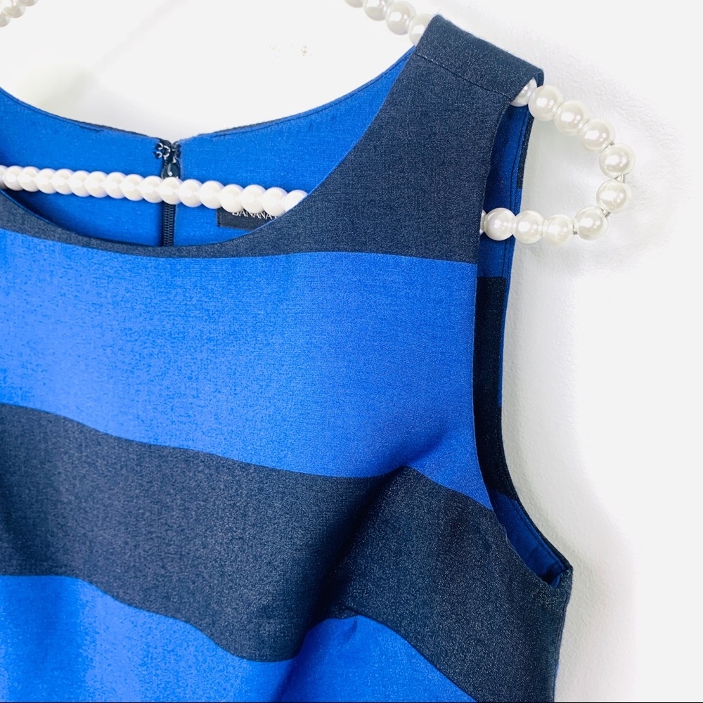 BANANA REPUBLIC Blue Striped Shimmer Peplum Sleeveless Blouse Top Size 6 Petite - Picture 6 of 16